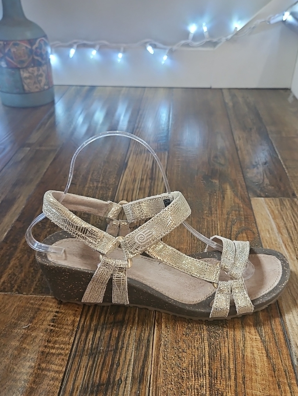 Teva Metallic Gold Strappy Wedge Sandals